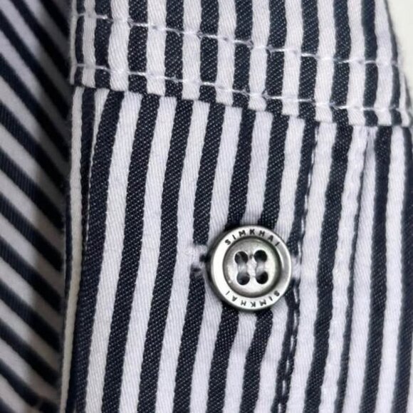 NWT Simkhai Cris Shirt Mini Dress in Midnight Navy Stripe Size Small - Picture 4 of 9